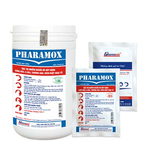 Thuốc Pharamox chữa bệnh gà bị sưng mắt chảy nước mắt có bọt